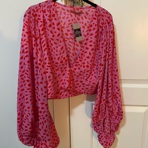 NWT Flowy, Long Sleeve, Button Front Crop Top